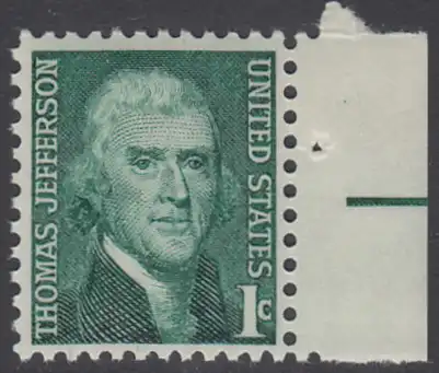 USA Michel 0940 / Scott 1278 postfrisch EINZELMARKE RAND rechts - Berühmte Amerikaner: Thomas Jefferson, 3. Präsident