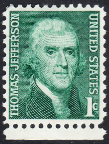 USA Michel 0940 / Scott 1278 postfrisch EINZELMARKE RAND unten (a1) - Berühmte Amerikaner: Thomas Jefferson, 3. Präsident
