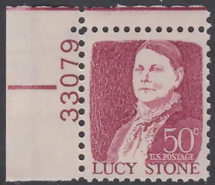 USA Michel 0962 / Scott 1293 postfrisch EINZELMARKE ECKRAND oben links m/ Platten-# 33079 - Berühmte Amerikaner: Lucy Stone, Vorkämpferin für die Aufhebung der Sklaverei und Frauenrechtlerin