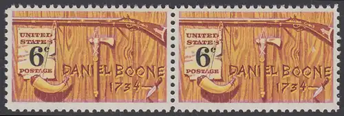 USA Michel 0965 / Scott 1357 postfrisch horiz.PAAR - Amerikanische Folklore: Daniel Boone; nordamerikanischer Grenzer und Pionier