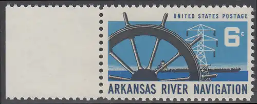 USA Michel 0966 / Scott 1358 postfrisch EINZELMARKE RAND links - Schiffbarmachung des Arkansas River bis Little Rock, AR