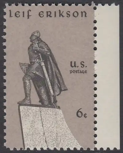 USA Michel 0967 / Scott 1359 postfrisch EINZELMARKE RAND rechts - Leif Erikson, norwegischer Seefahrer, erster Entdecker Amerikas (1003)