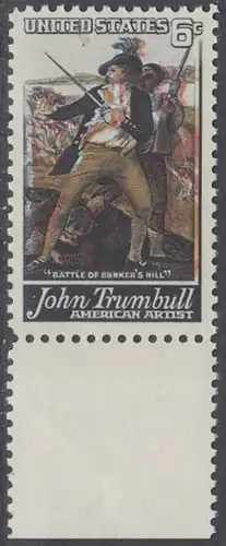 USA Michel 0969 / Scott 1361 postfrisch EINZELMARKE RAND unten - John Trumbull, Maler; Die Schlacht von Bunker’s Hill, Detail „Tod von General Warren“