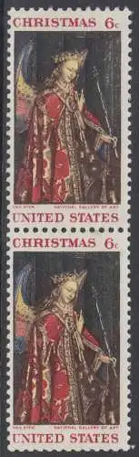 USA Michel 0972 / Scott 1363 postfrisch vert.PAAR (a1) - Weihnachten: Die Verkündigung, Detail „Erzengel Gabriel“ 