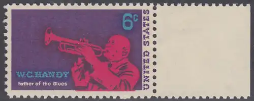 USA Michel 0982 / Scott 1372 m/ Falzrest EINZELMARKE RAND rechts - William Christopher Handy; Komponist und Jazz-Musiker, Schöpfer des „Blues“ 