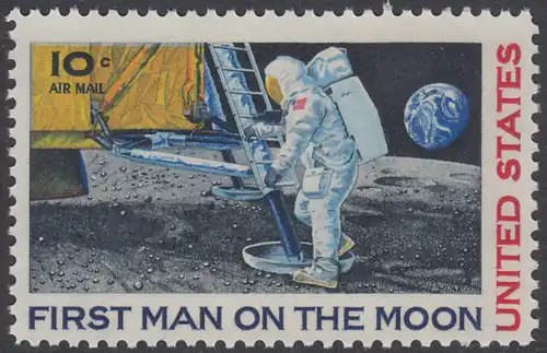 USA Michel 0990 / Scott C076 postfrisch EINZELMARKE - Erste bemannte Mondlandung; Astronaut Neil Armstrong betritt als erster Mensch den Mond