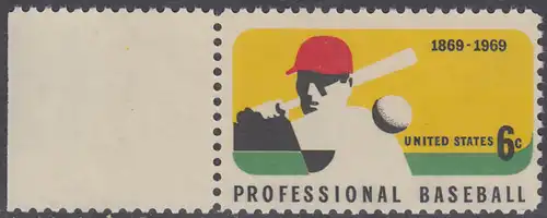 USA Michel 0992 / Scott 1381 postfrisch EINZELMARKE RAND links - 100 Jahre Profi-Baseball; Baseballspieler - Schlagmann