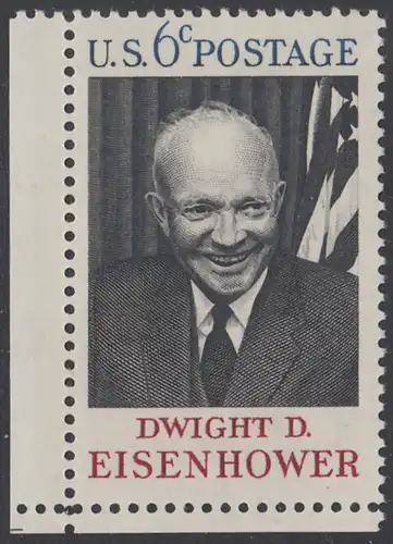 USA Michel 0994 / Scott 1383 postfrisch EINZELMARKE ECKRAND unten links - Tod von Dwight David Eisenhower; 34. Präsident