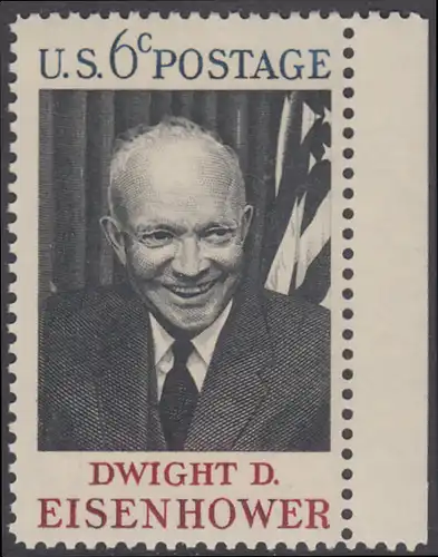 USA Michel 0994 / Scott 1383 postfrisch EINZELMARKE RAND rechts - Tod von Dwight David Eisenhower; 34. Präsident