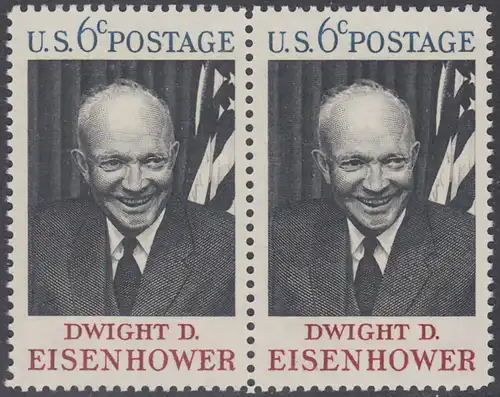 USA Michel 0994 / Scott 1383 postfrisch horiz.PAAR - Tod von Dwight David Eisenhower; 34. Präsident