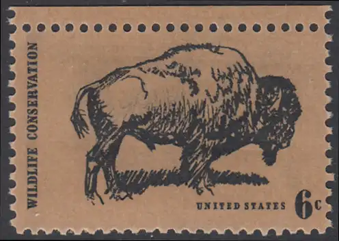 USA Michel 1004 / Scott 1392 postfrisch EINZELMARKE RAND oben - Naturschutz: Bison