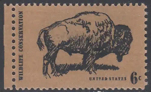 USA Michel 1004 / Scott 1392 postfrisch EINZELMARKE RAND links - Naturschutz: Bison