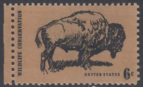 USA Michel 1004 / Scott 1392 postfrisch EINZELMARKE RAND links (a1) - Naturschutz: Bison