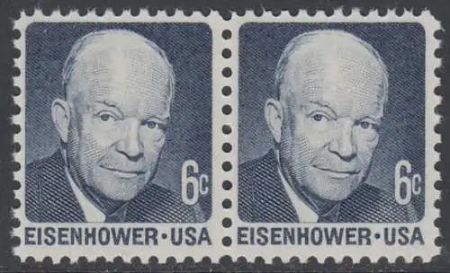 USA Michel 1005 / Scott 1393 postfrisch horiz.PAAR (a1) - Berühmte Amerikaner: Dwight David Eisenhower, 34. Präsident