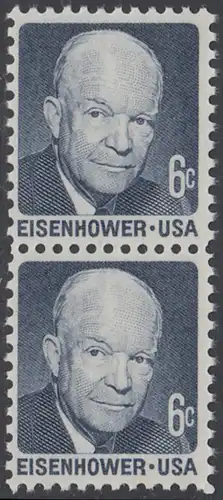 USA Michel 1005 / Scott 1393 postfrisch vert.PAAR - Berühmte Amerikaner: Dwight David Eisenhower, 34. Präsident
