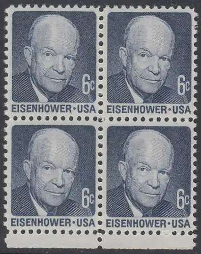 USA Michel 1005 / Scott 1393 postfrisch BLOCK RÄNDER unten - Berühmte Amerikaner: Dwight David Eisenhower, 34. Präsident