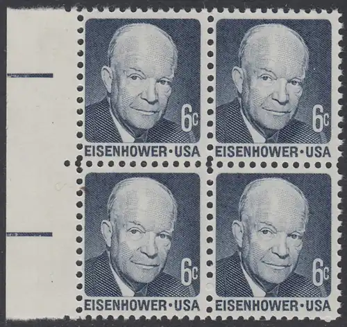 USA Michel 1005 / Scott 1393 postfrisch BLOCK RÄNDER links - Berühmte Amerikaner: Dwight David Eisenhower, 34. Präsident