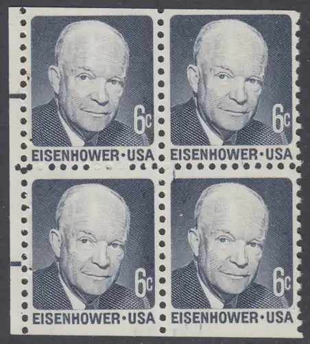USA Michel 1005C / Scott 1393a postfrisch BLOCK RÄNDER links (aus MH) - Berühmte Amerikaner: Dwight David Eisenhower, 34. Präsident