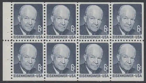 USA Michel 1005C / Scott 1393a postfrisch MH-BLATT(8) - Berühmte Amerikaner: Dwight David Eisenhower, 34. Präsident