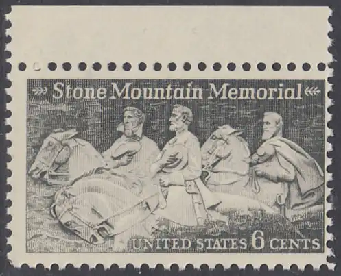 USA Michel 1010 / Scott 1408 postfrisch EINZELMARKE RAND oben - Nationales Monumentalrelief in Stone Mountain, GA; Robert E. Lee, Jefferson Davis, „Stonewall“ Jackson