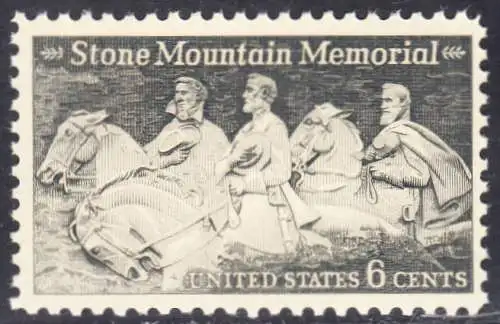 USA Michel 1010 / Scott 1408 postfrisch EINZELMARKE (a1) - Nationales Monumentalrelief in Stone Mountain, GA; Robert E. Lee, Jefferson Davis, „Stonewall“ Jackson