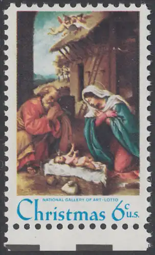 USA Michel 1016 / Scott 1414 postfrisch EINZELMARKE RAND unten - Weihnachten: Die Geburt Christi