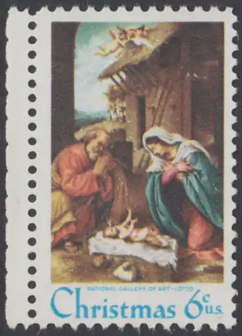 USA Michel 1016 / Scott 1414 postfrisch EINZELMARKE RAND links - Weihnachten: Die Geburt Christi