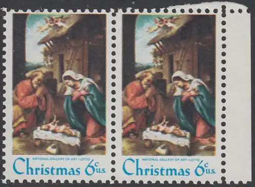 USA Michel 1016 / Scott 1414 postfrisch horiz.PAAR RAND rechts - Weihnachten: Die Geburt Christi