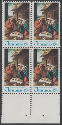USA Michel 1016 / Scott 1414 postfrisch BLOCK RÄNDER unten - Weihnachten: Die Geburt Christi