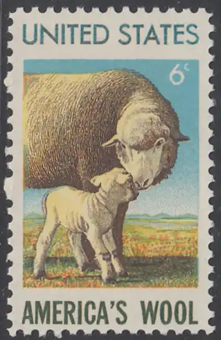 USA Michel 1025 / Scott 1423 postfrisch EINZELMARKE - 450. Jahrestag der Einfuhr von Schafen: Beginn der Wollindustrie; Mutterschaf mir Lamm
