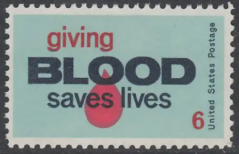 USA Michel 1027 / Scott 1425 postfrisch EINZELMARKE- „Blutspenden rettet Leben.“; Blutstropfen