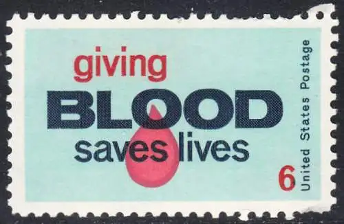 USA Michel 1027 / Scott 1425 postfrisch EINZELMARKE (a1) - „Blutspenden rettet Leben.“; Blutstropfen