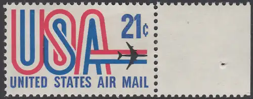 USA Michel 1036 / Scott C081 postfrisch Luftpost-EINZELMARKE RAND rechts - Schriftbild USA, Düsenverkehrsflugzeug