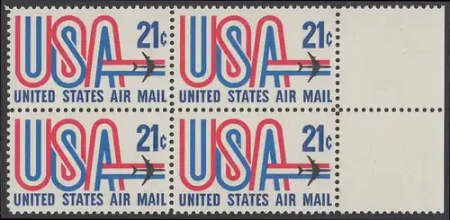 USA Michel 1036 / Scott C081 postfrisch Luftpost-BLOCK RÄNDER rechts - Schriftbild USA, Düsenverkehrsflugzeug