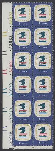 USA Michel 1042 / Scott 1396 postfrisch vert.PLATEBLOCK(12) ECKRAND unten links m/ Platten-# 32918 (b) - Postemblem