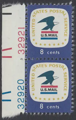 USA Michel 1042 / Scott 1396 postfrisch vert.PAAR RÄNDER links m/ Platten-# 32920 - Postemblem