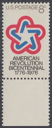 USA Michel 1043 / Scott 1432 postfrisch EINZELMARKE RAND unten - 200 Jahre Unabhängigkeit der Vereinigten Staaten von Amerika (1976)