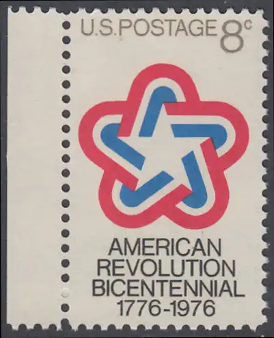 USA Michel 1043 / Scott 1432 postfrisch EINZELMARKE RAND links - 200 Jahre Unabhängigkeit der Vereinigten Staaten von Amerika (1976)