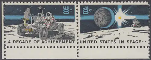 USA Michel 1046-1047 / Scott 1434-1435 postfrisch horiz.PAAR RÄNDER unten - Erfolge im Weltraum