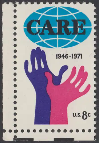 USA Michel 1051 / Scott 1439 postfrisch EINZELMARKE ECKRAND unten links - 25 Jahre Gesellschaft für weltweite amerikanische Hilfe - CARE