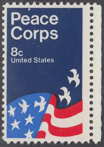 USA Michel 1059 / Scott 1447 postfrisch EINZELMARKE RAND rechts - Friedenskorps; Werbeplakat