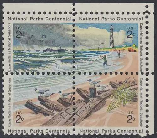 USA Michel 1062-1065 / Scott 1448-1451 postfrisch BLOCK ECKRAND oben rechts - 100 Jahre Nationalparks: Cape-Hatteras-Seeküste
