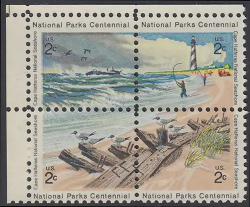 USA Michel 1062-1065 / Scott 1448-1451 postfrisch BLOCK ECKRAND oben links - 100 Jahre Nationalparks: Cape-Hatteras-Seeküste