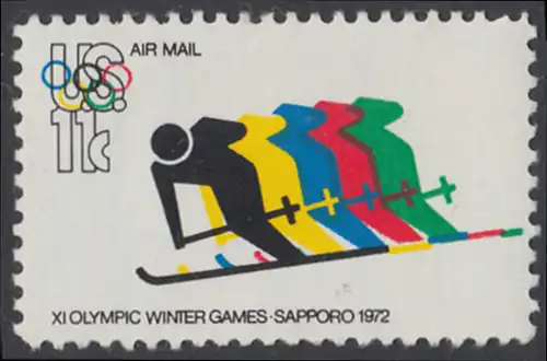 USA Michel 1077 / Scott C085 postfrisch EINZELMARKE - Olympische Spiele 1972, Sapporo und München; Abfahrtslauf