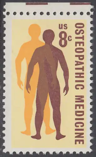 USA Michel 1084 / Scott 1469 postfrisch EINZELMARKE RAND oben - 75 Jahre Amerikanische Osteologen-Vereinigung; Silhouetten menschlicher Gestalten 