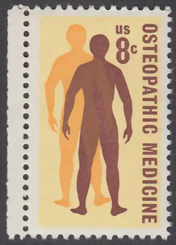 USA Michel 1084 / Scott 1469 postfrisch EINZELMARKE RAND links - 75 Jahre Amerikanische Osteologen-Vereinigung; Silhouetten menschlicher Gestalten 