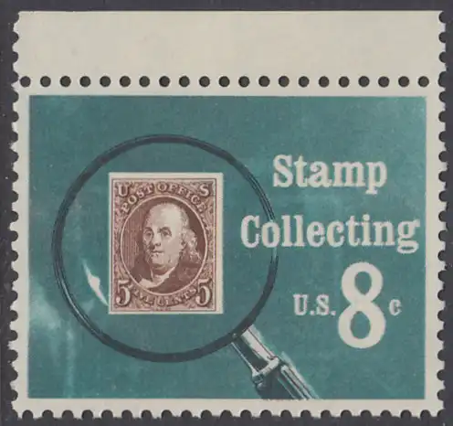 USA Michel 1090 / Scott 1474 postfrisch EINZELMARKE RAND oben - Briefmarkensammeln; USA MiNr. 1 unter der Lupe
