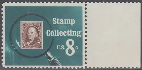 USA Michel 1090 / Scott 1474 postfrisch EINZELMARKE RAND rechts - Briefmarkensammeln; USA MiNr. 1 unter der Lupe