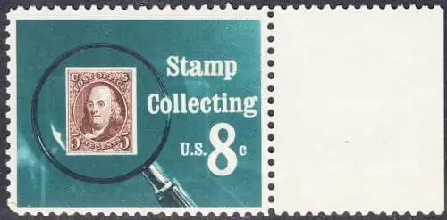USA Michel 1090 / Scott 1474 postfrisch EINZELMARKE RAND rechts (a1) - Briefmarkensammeln; USA MiNr. 1 unter der Lupe