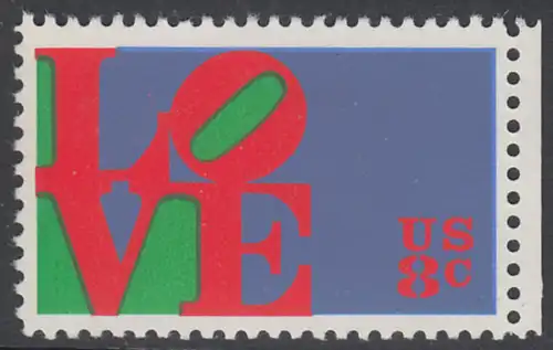 USA Michel 1091 / Scott 1475 postfrisch EINZELMARKE RAND rechts - Grußmarke \\\"LOVE\\\"